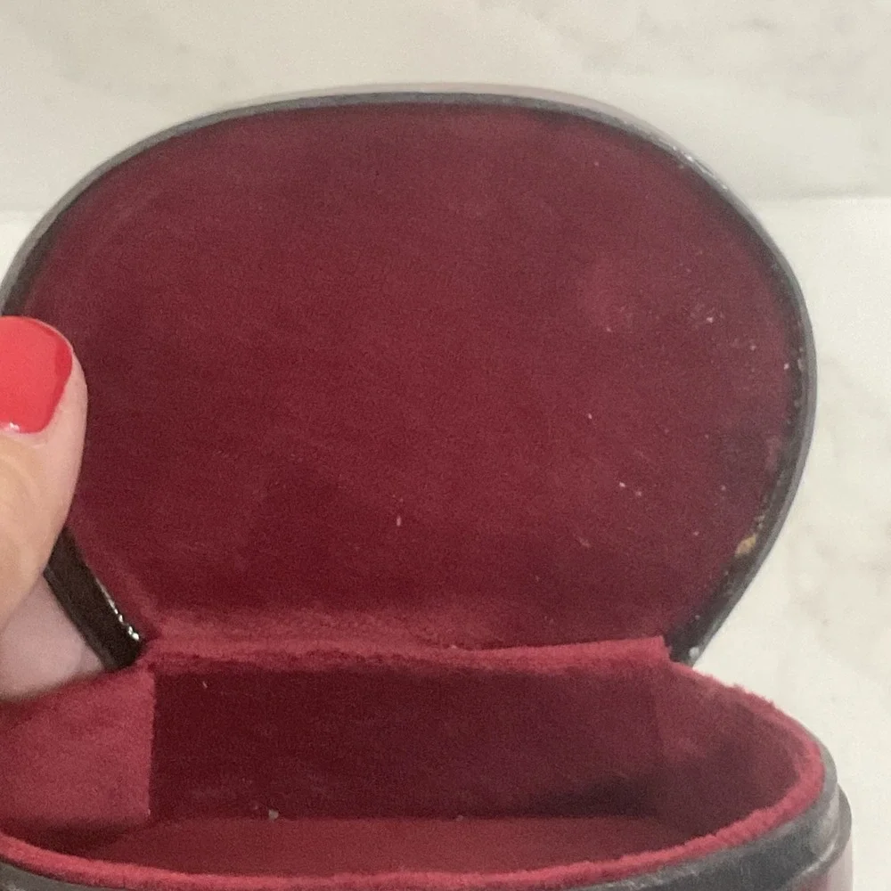 Vintage Leather Box Trinket Jewelry Made In Italy Gold Gondola Design 4